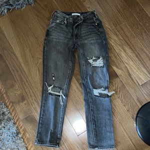 Pac Sun washed out black mom jeans w rips sz 23